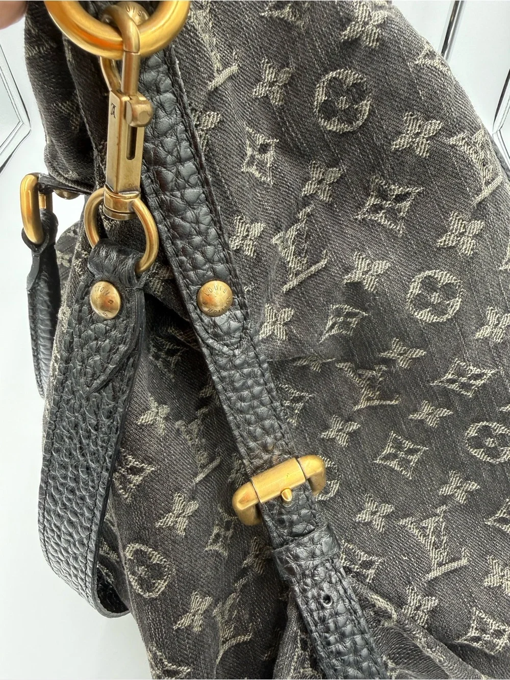 Louis Vuitton Black Monogram Denim Neo Cabby Tote with Detachable CB Strap - Picture 13 of 14